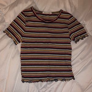 Striped Crop Top with Ruffle edges!